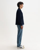Pendal - Navy And Brown Long-Sleeve Organic Cotton Polo