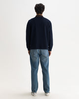 Pendal - Navy And Brown Long-Sleeve Organic Cotton Polo