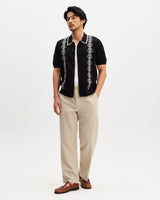 Tellaro - Black And Ecru Retro Embroidered Shirt