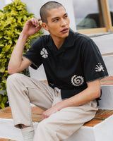 Didcot - Black Doodle Applique Short-Sleeve Shirt