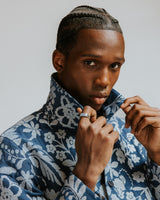 Iggy - Blue And Ecru Floral Jacquard Jacket