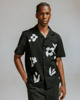 Didcot - Black And Beige Abstract Applique Short-Sleeve Shirt