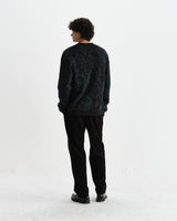 wax london men's Alban - Black And Green Floral Textured Jacquard Cardigan