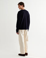 wax london men's Alban - Navy And Black Floral Jacquard Cardigan