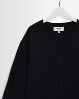 wax london men's Alban - Navy And Black Floral Jacquard Cardigan