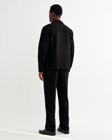 wax london men's Aldred - Black Linen-Cotton Revere Overshirt