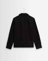 wax london men's Aldred - Black Linen-Cotton Revere Overshirt
