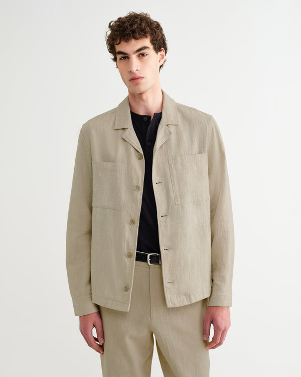 wax london men's Aldred - Natural Linen-Cotton Revere Overshirt