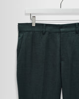 wax london men's Alp - Dark Green Linen Trousers
