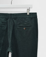 wax london men's Alp - Dark Green Linen Trousers