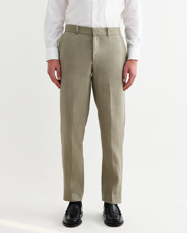 wax london men's Alp - Khaki Linen Trousers