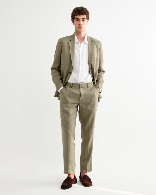 wax london men's Alp - Khaki Linen Trousers
