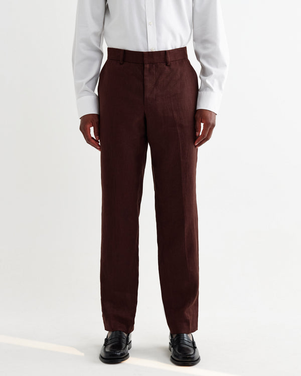 wax london men's Alp - Merlot Linen Trousers