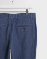 wax london men's Alp - Mid Blue Linen Trousers