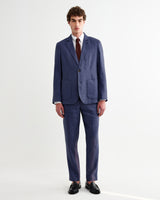 wax london men's Alp - Mid Blue Linen Trousers