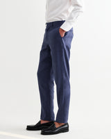 wax london men's Alp - Mid Blue Linen Trousers