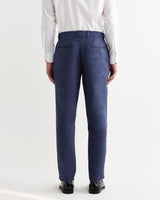 wax london men's Alp - Mid Blue Linen Trousers
