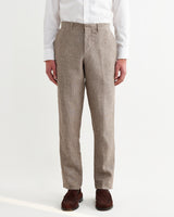 wax london men's Alp - Natural And Brown Stripe Linen Trousers
