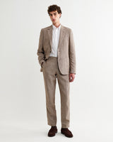 wax london men's Alp - Natural And Brown Stripe Linen Trousers
