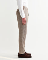 wax london men's Alp - Natural And Brown Stripe Linen Trousers