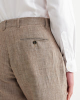 wax london men's Alp - Natural And Brown Stripe Linen Trousers