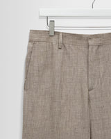 wax london men's Alp - Natural And Brown Stripe Linen Trousers