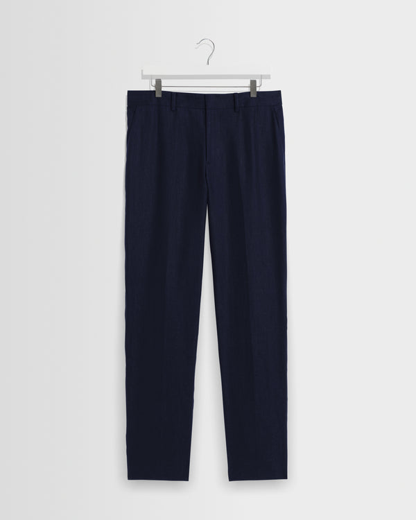 wax london men's Alp - Navy Linen Trousers