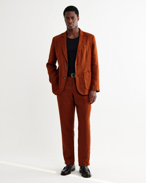wax london men's Alp - Rust Linen Trousers