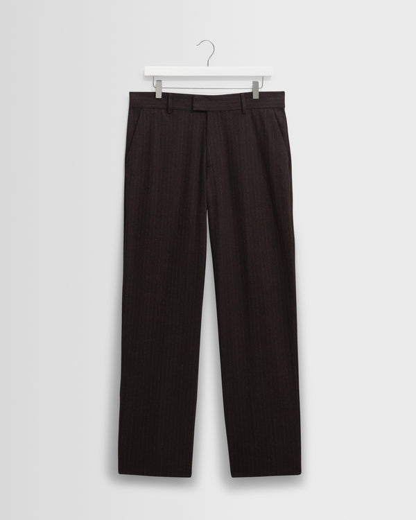 wax london men's Aston - Dark Brown Wool Pinstripe Trousers