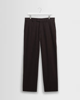 wax london men's Aston - Dark Brown Wool Pinstripe Trousers