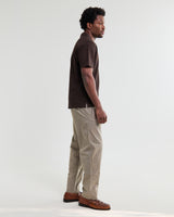 wax london men's Atwood - Dark Brown Textured Organic Cotton Polo Shirt