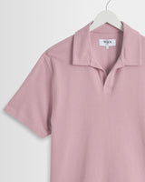 wax london men's Atwood - Dusty Pink Textured Organic Cotton Polo Shirt