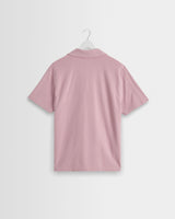 wax london men's Atwood - Dusty Pink Textured Organic Cotton Polo Shirt