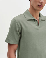 wax london men's Atwood - Sage Textured Organic Cotton Polo Shirt