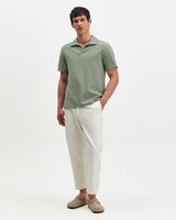 wax london men's Atwood - Sage Textured Organic Cotton Polo Shirt