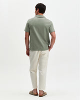 wax london men's Atwood - Sage Textured Organic Cotton Polo Shirt