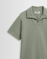 wax london men's Atwood - Sage Textured Organic Cotton Polo Shirt