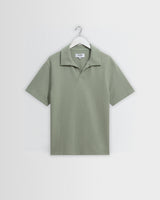 wax london men's Atwood - Sage Textured Organic Cotton Polo Shirt