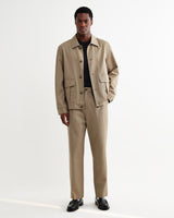 wax london men's Aubyn - Beige Cotton Tencel Twill Loose Fit Trousers