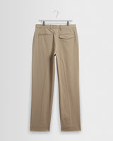 wax london men's Aubyn - Beige Cotton Tencel Twill Loose Fit Trousers