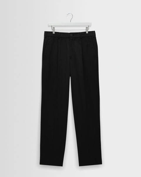 Aubyn - Black Cotton Tencel Twill Relaxed Fit Trousers