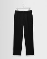 wax london men's Aubyn - Black Cotton Tencel Twill Relaxed Fit Trousers
