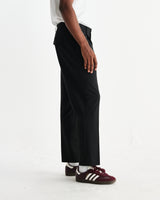 wax london men's Aubyn - Black Wool Blend Twill Pleated Trousers