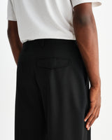 wax london men's Aubyn - Black Wool Blend Twill Pleated Trousers