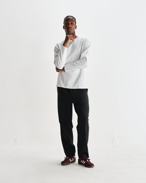 wax london men's Aubyn - Charcoal Wool Blend Twill Pleated Trousers
