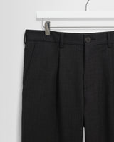 wax london men's Aubyn - Charcoal Wool Blend Twill Pleated Trousers