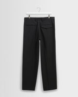 wax london men's Aubyn - Charcoal Wool Blend Twill Pleated Trousers