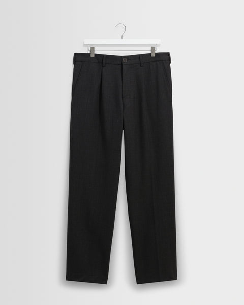 Aubyn - Charcoal Wool Blend Twill Pleated Trousers
