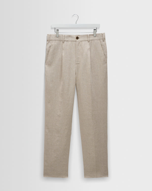 wax london men's Aubyn - Natural Linen Relaxed Fit Trousers