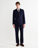 wax london men's Aubyn - Navy Linen Relaxed Fit Trousers